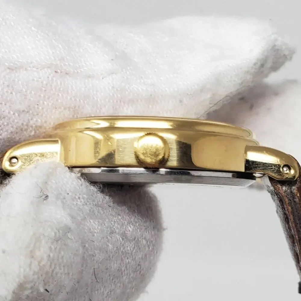 Disney X Lorus Mickey Mouse Gold Watch Vintage Brown Leather